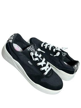 Roxy Harper Black White Zebra Print Heel Slip On Platform Versatile Sneakers 10